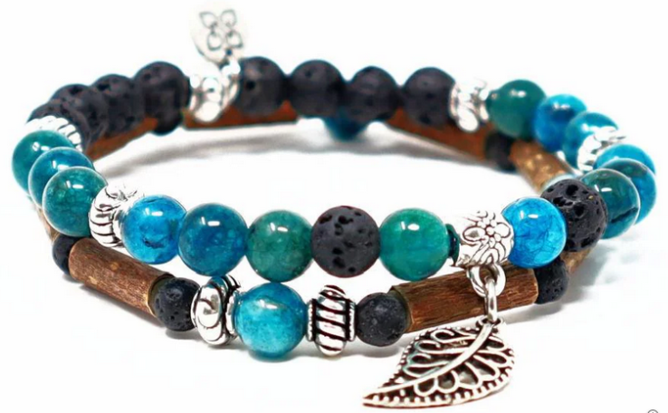 Bracelet Pur Noisetier double 15cm Apatite bleue